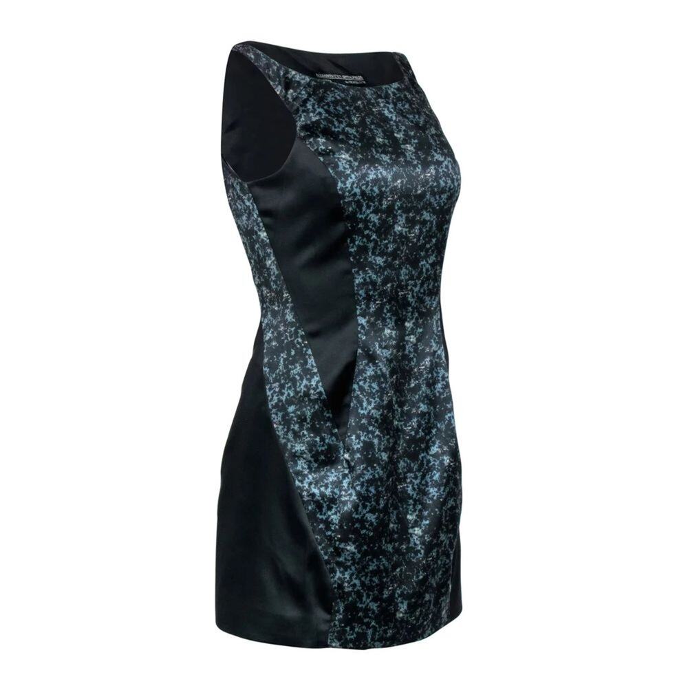 EUC ALLSAINTS Heidi Dress Black Teal Marble Abstract Sleeveless Mini Sheath US 6